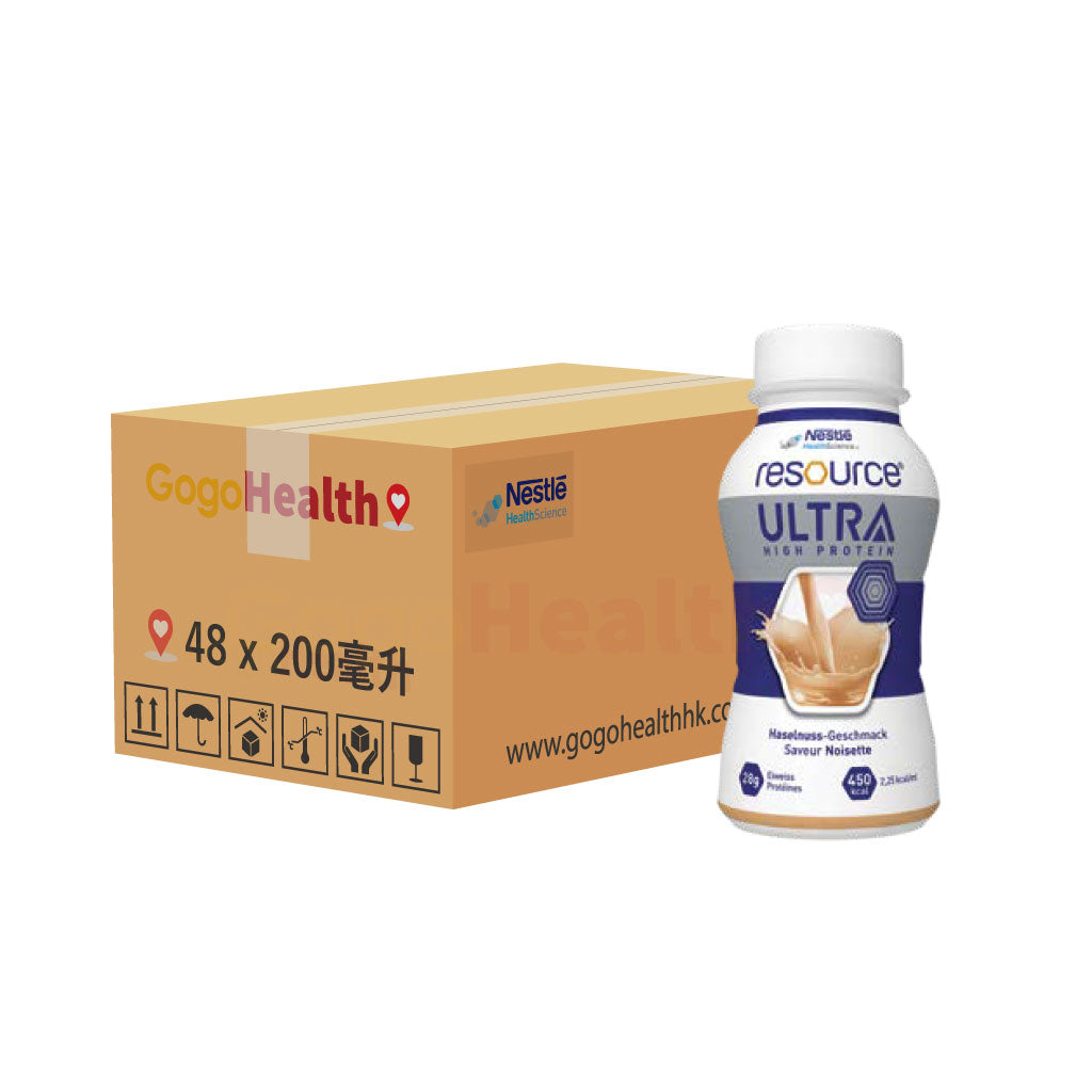 [孖裝] 力源素® 倍營™ Resource® ULTRA 高蛋白營養補充品 (榛子味) (200毫升 x 48支)